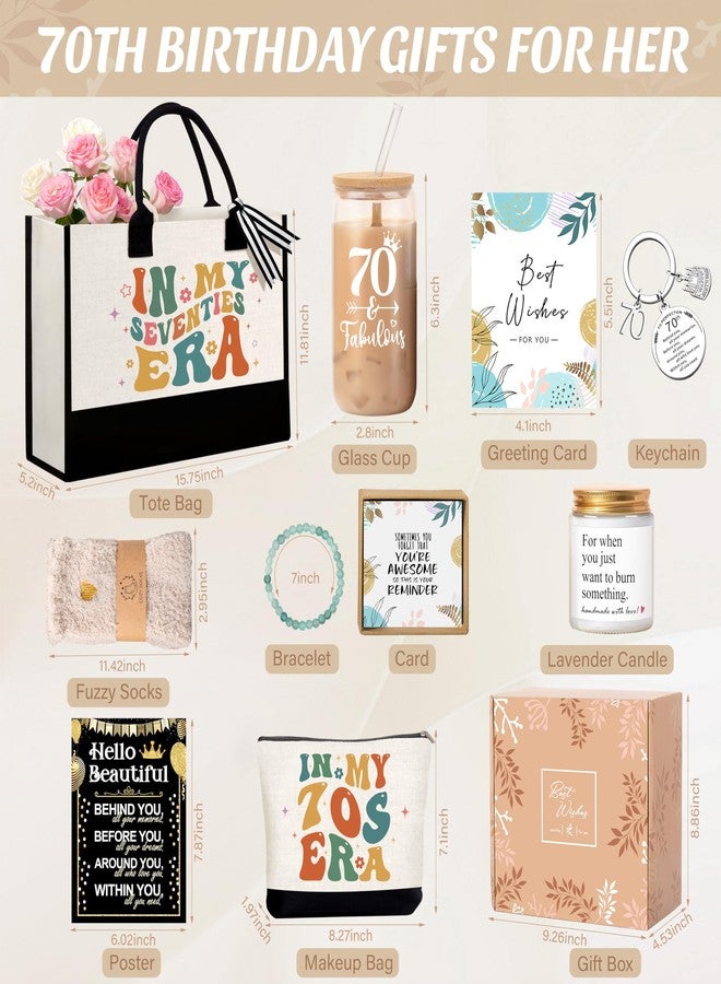 Lepiche 70th Birthday Gifts for Women, Unique 70 Year Old Birthday Gifts with Canvas Tote Bag, Fabulous 70th Birthday Ideas Basket for Mom Aunt Sister Friend Wife Aunt Grandma Her - Image 3